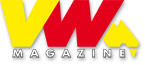 VW Magazine logo featuring bold yellow and red letters on a white background with the word MAGAZINE below.