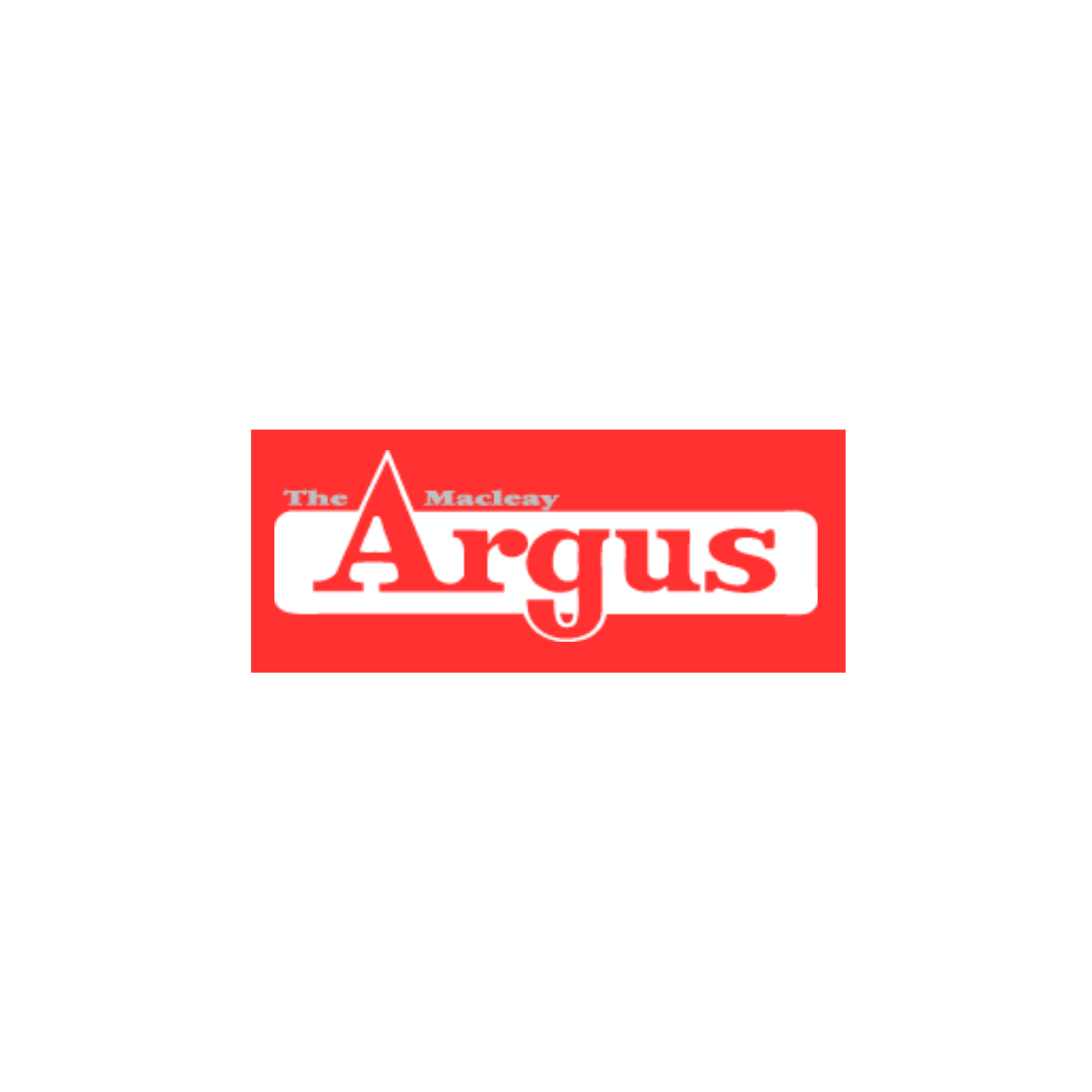 The Mackay Argus newspaper logo displayed in white text on a bold red rectangular background.