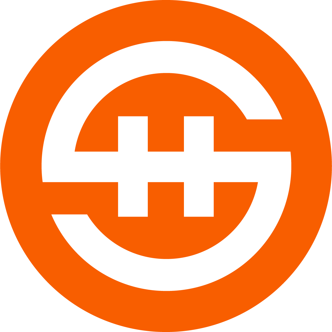 Hunterscope orange circular logo mark on a light background
