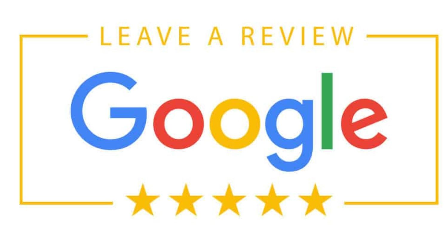 Google review rating interface with five yellow stars and a yellow border.