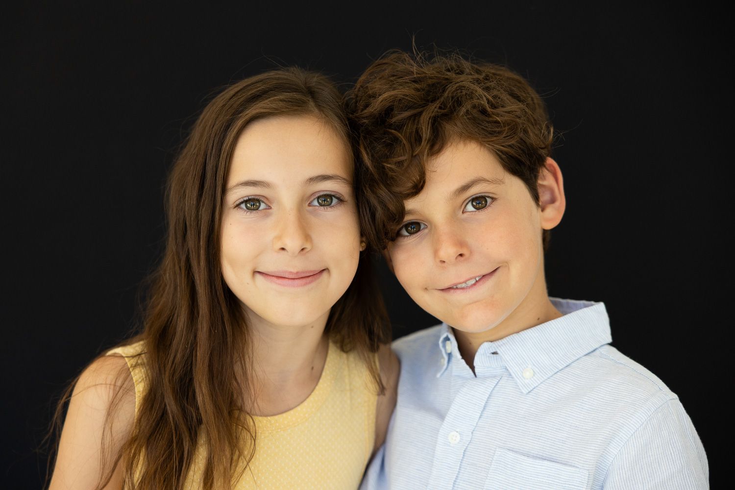 A school portrait of twins in the Bay Area