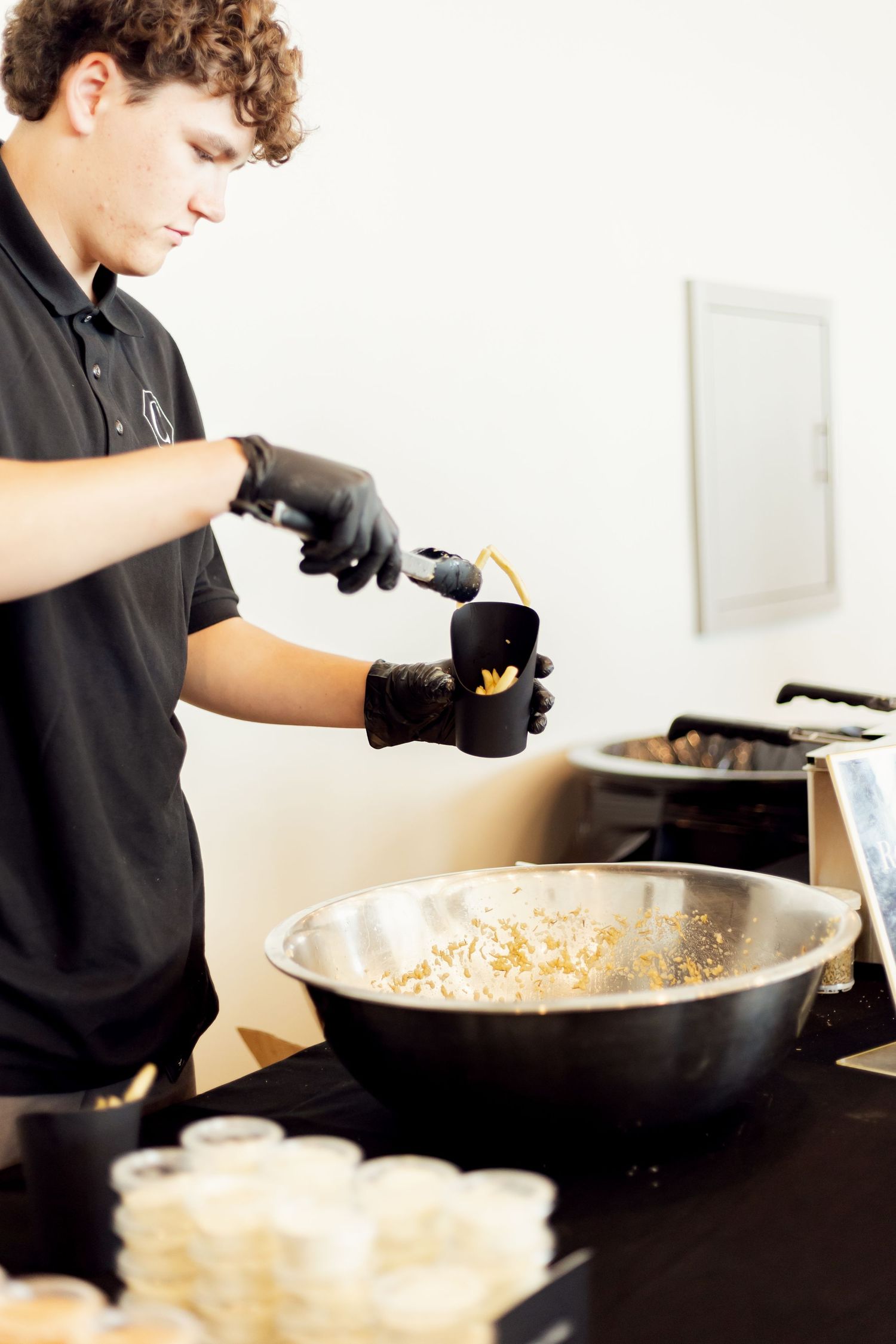 serving custom french fries at fun kansas city wedding reception