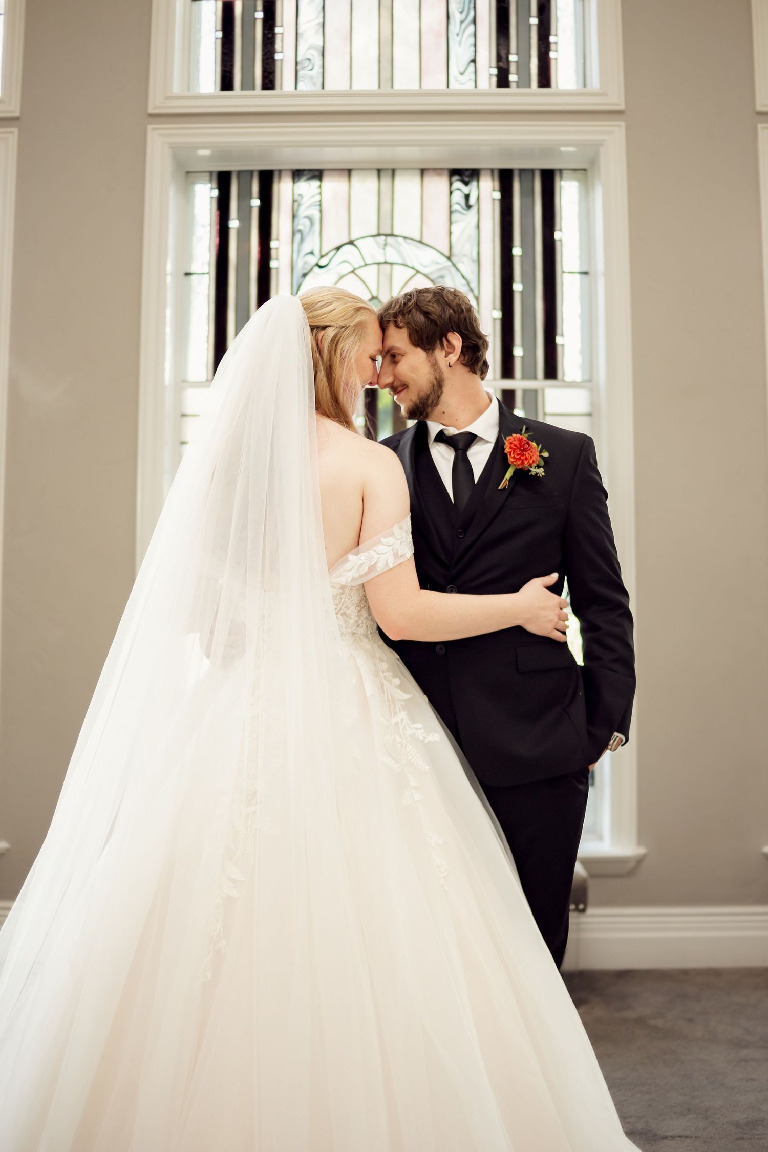 emotional bride and groom at traditional missouri church wedding