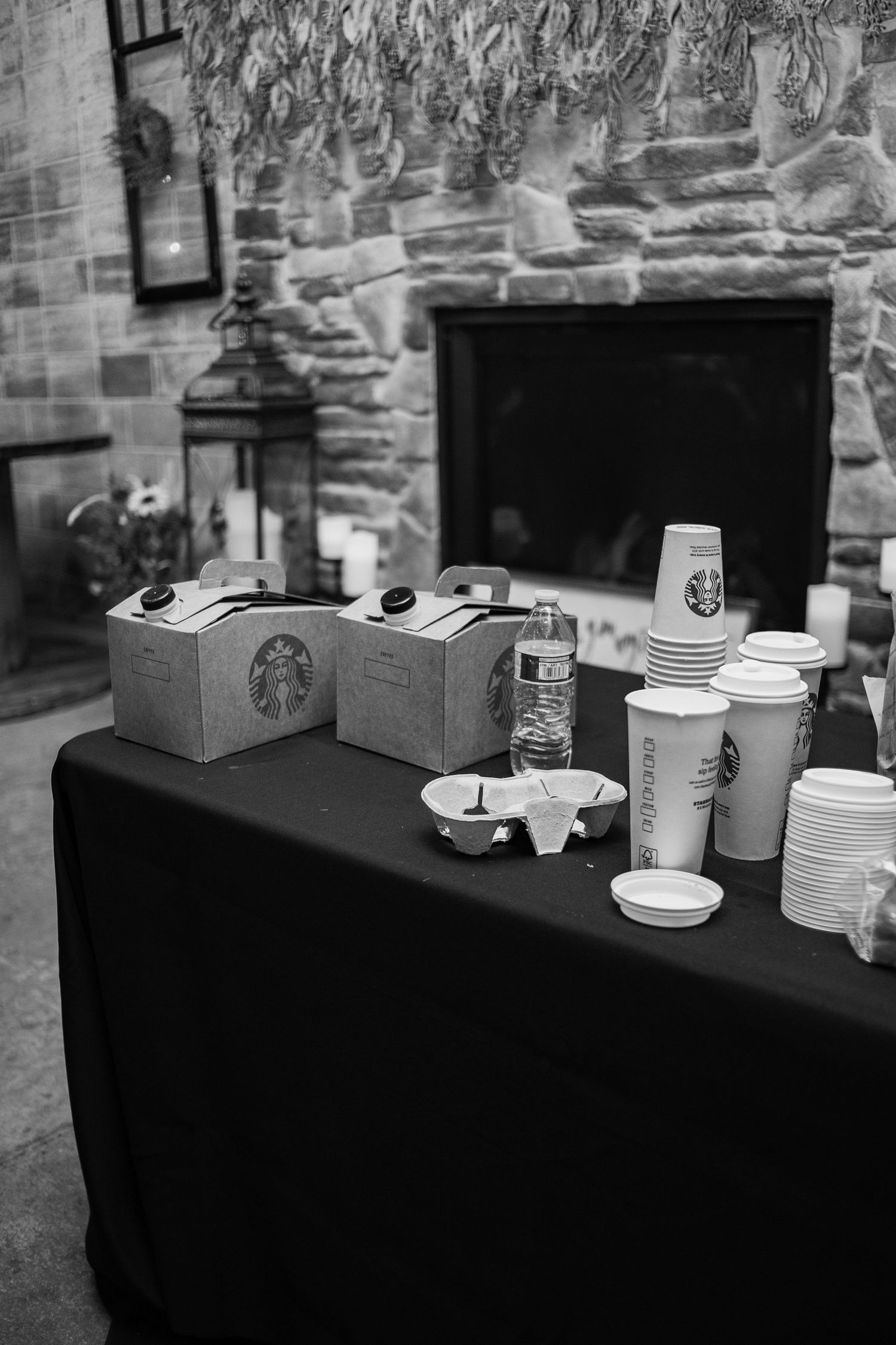 coffee station at fun wedding reception