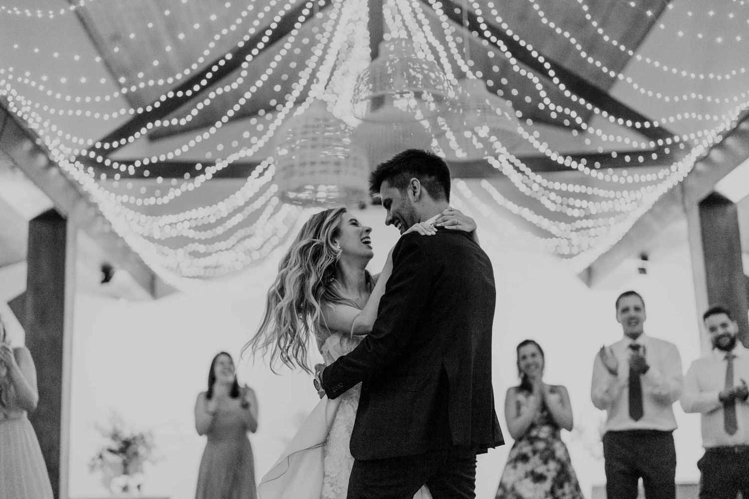 wedding first dance under lights at quinta da eira penafiel