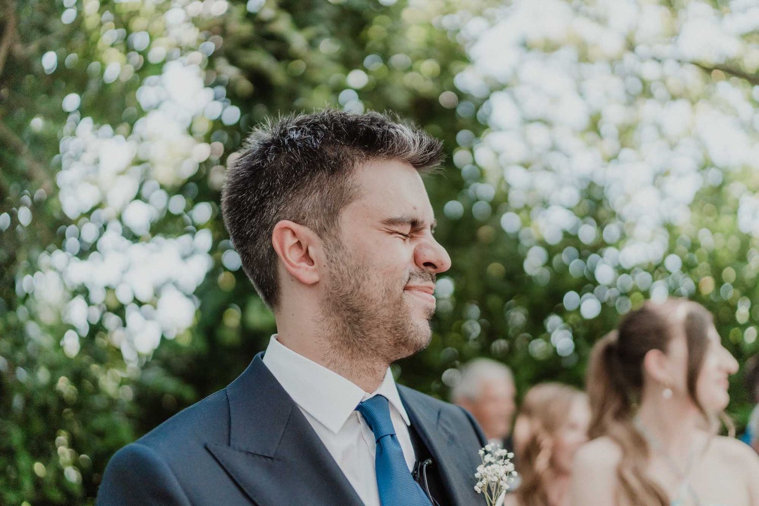 groom emotional during wedding ceremony in portugal