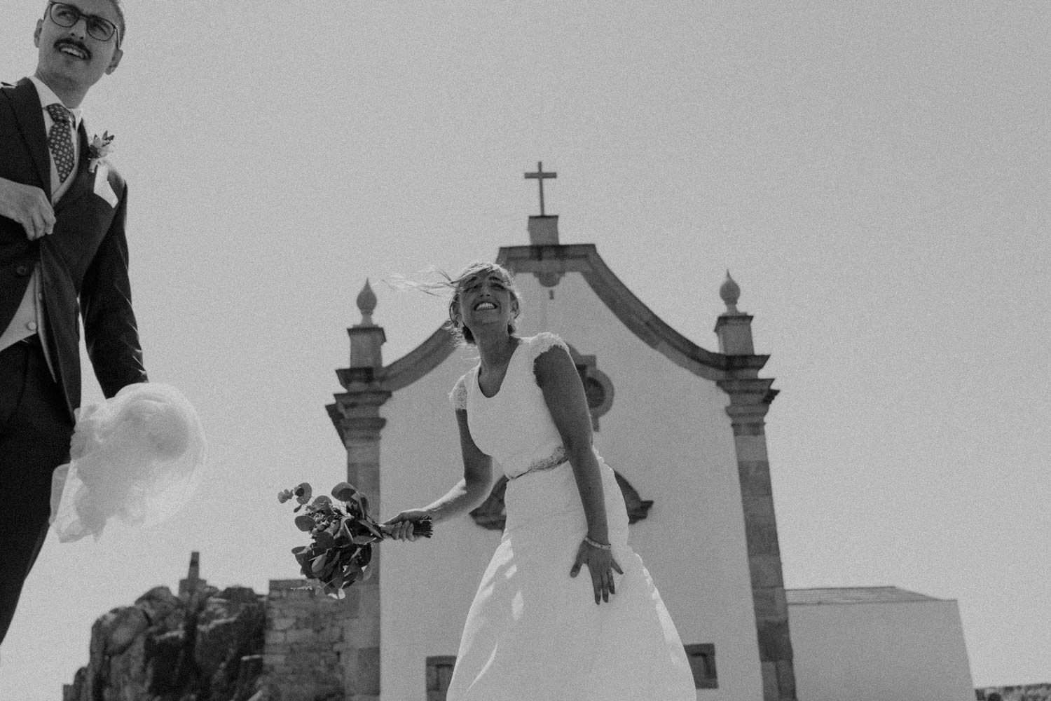 quinta do avesso wedding film bride leaving church porto portugal