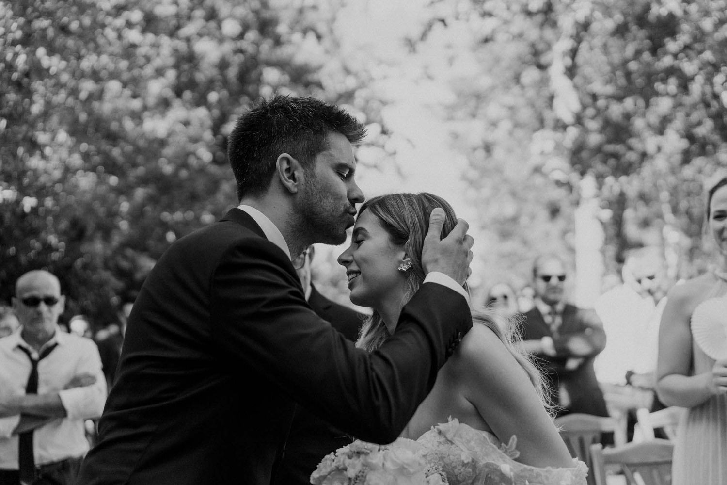 emotional moment between couple during wedding ceremony in portugal