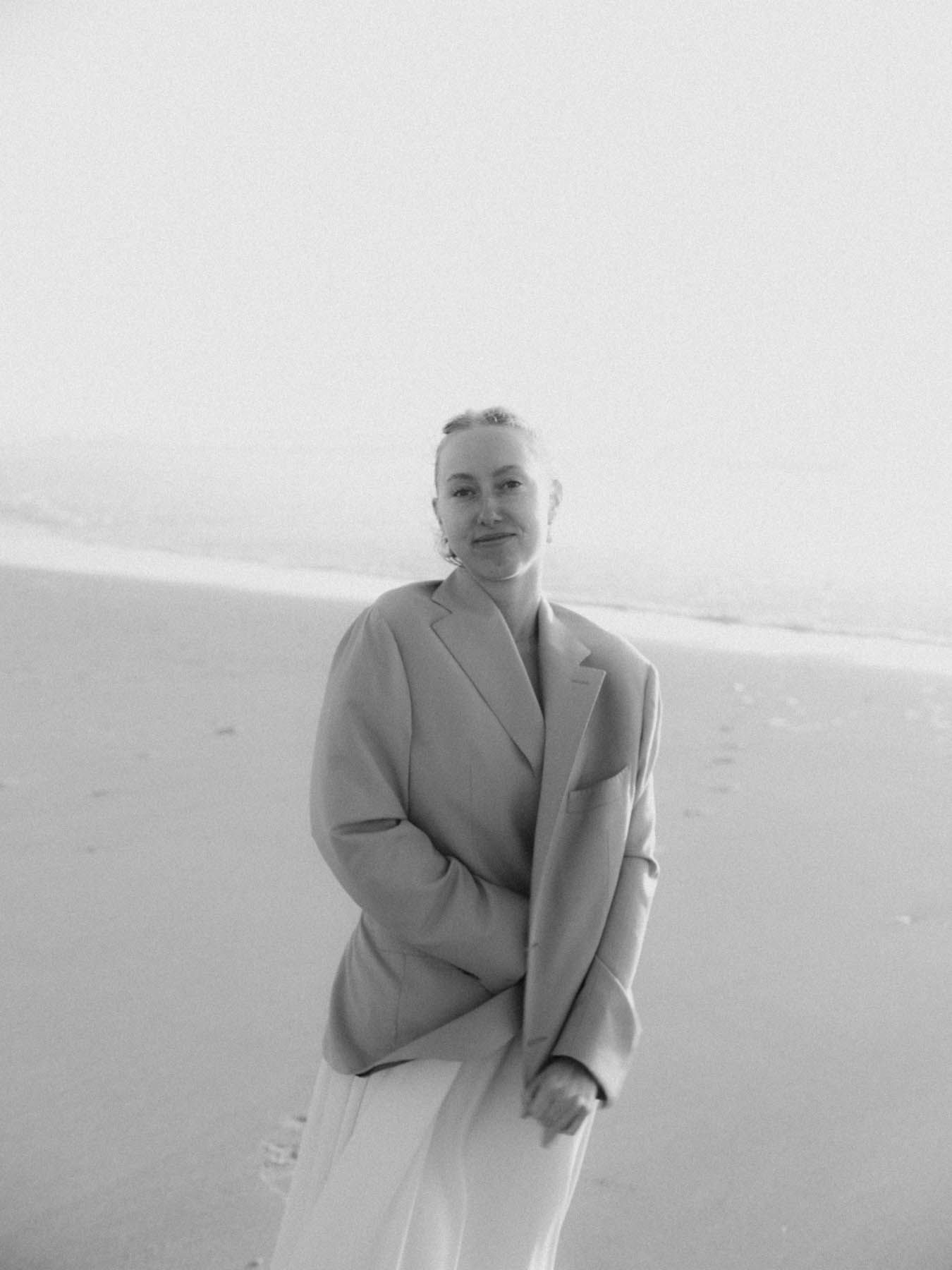 elopement in lisbon portugal bride portrait on beach