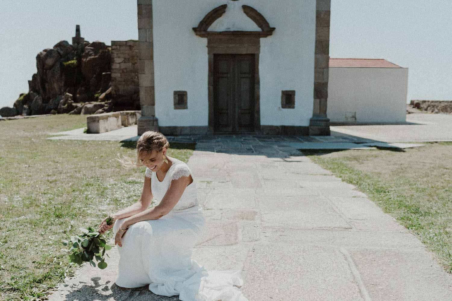 bride portrait at a church wedding venue porto portugal