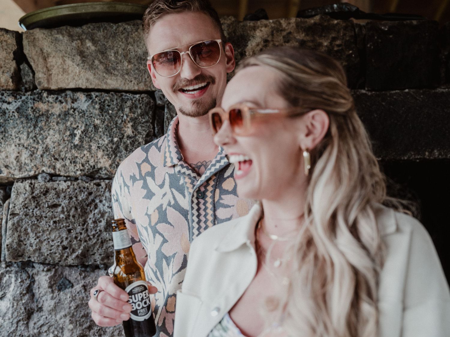 elopement in portugal intimate wedding documentary couple laughing together