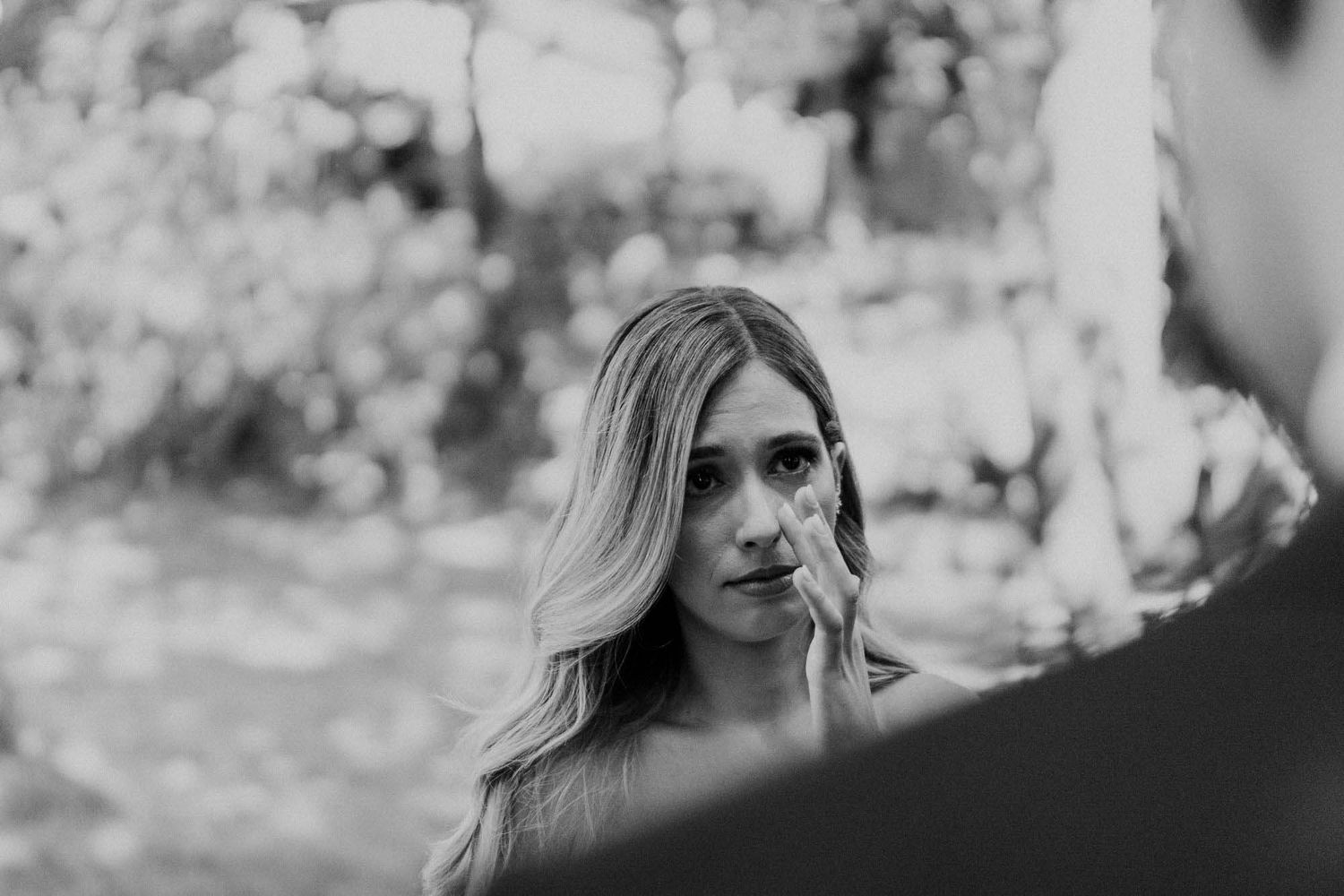 bride listening during civil wedding ceremony in portugal