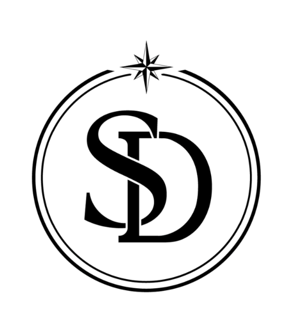 Black and white circular logo featuring intertwined S and D letters with a star emblem at the top.