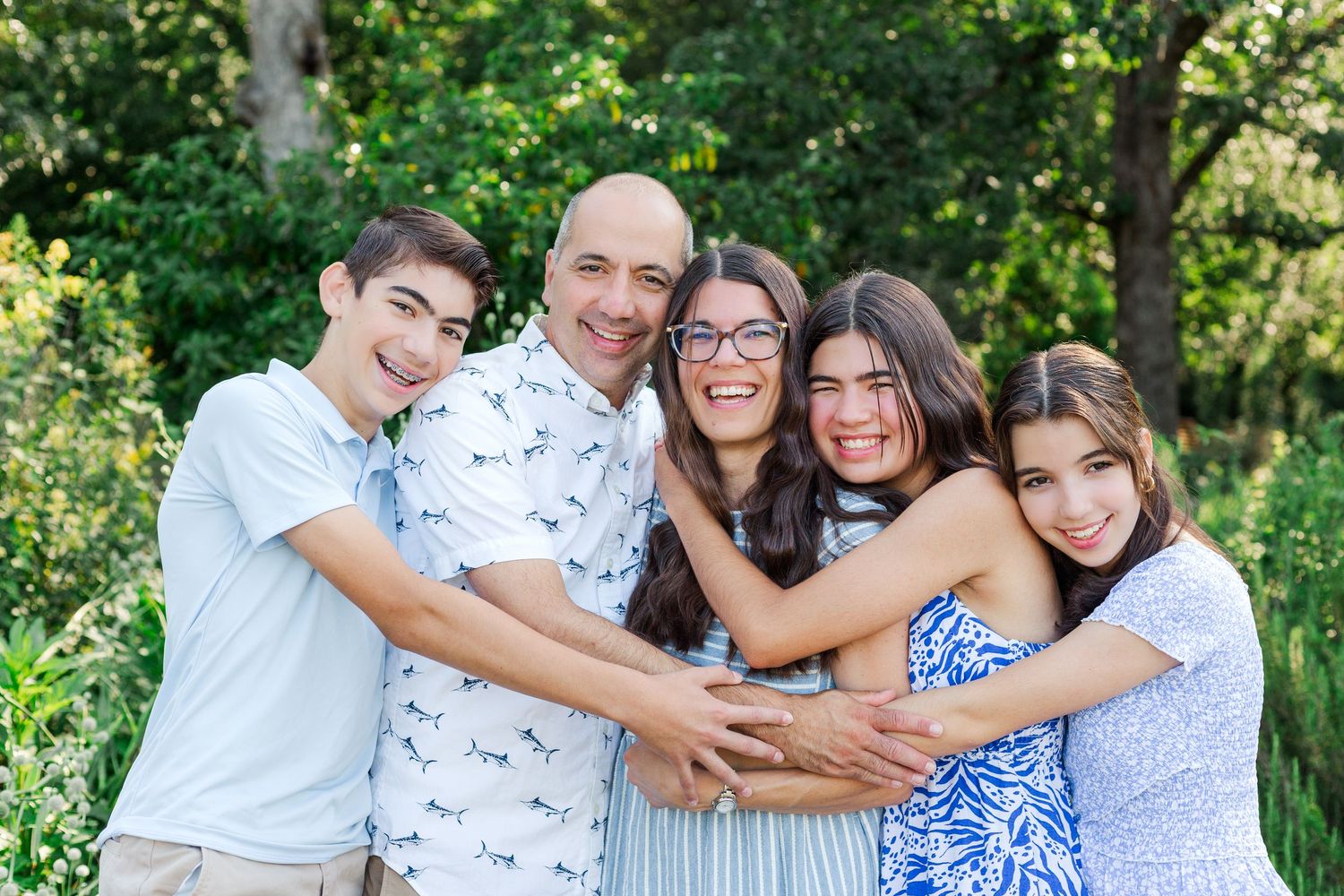 A fun filled hugging and smiling together at the Botanical Gardens in Clemson, SC