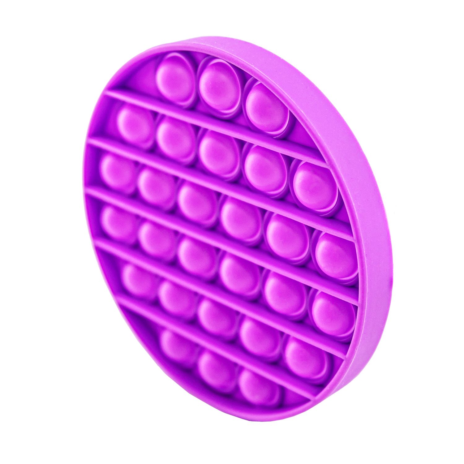 Purple circular pop it fidget toy with bubble texture for stress relief and sensory play.