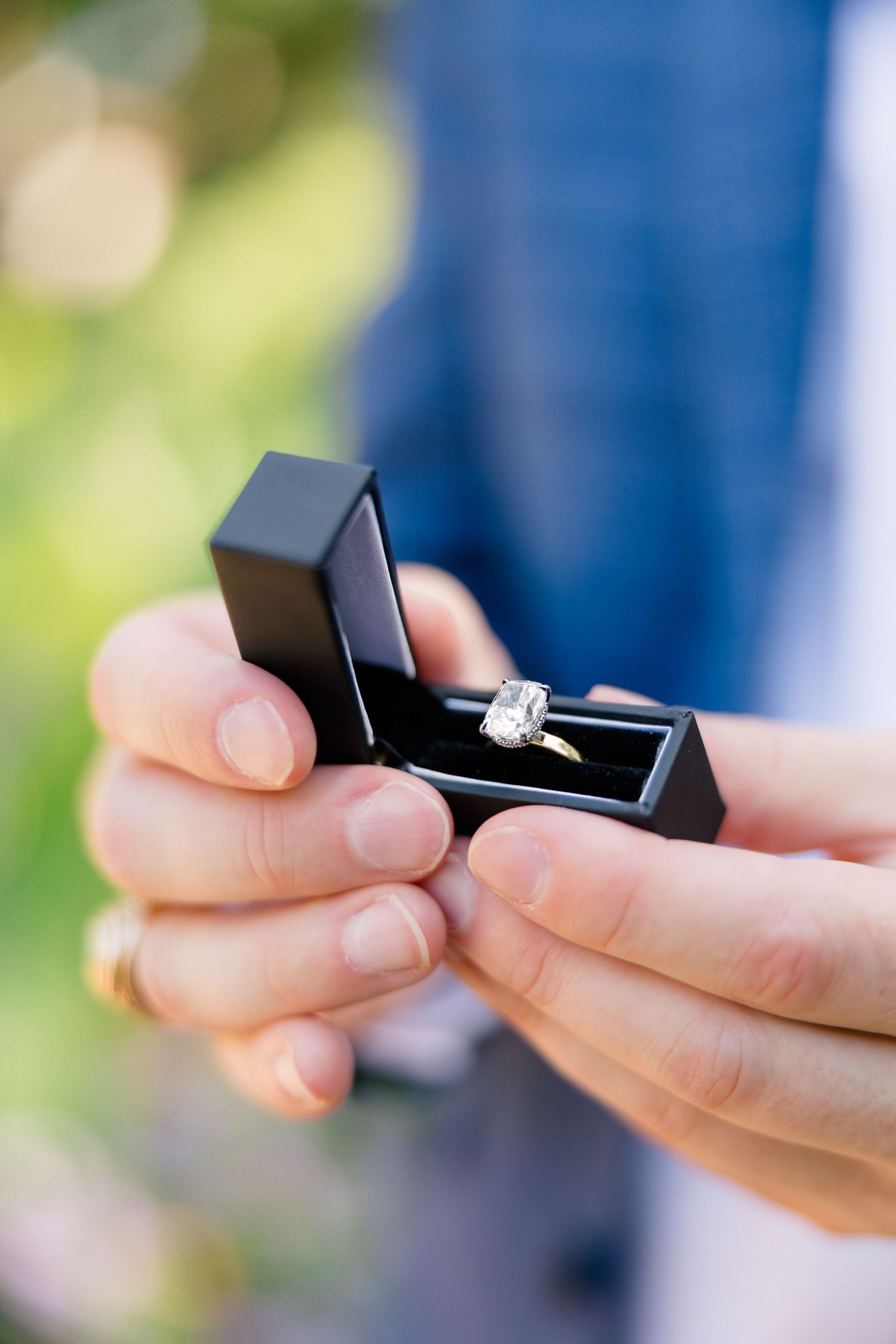 Engagement ring at Dallas arboretum