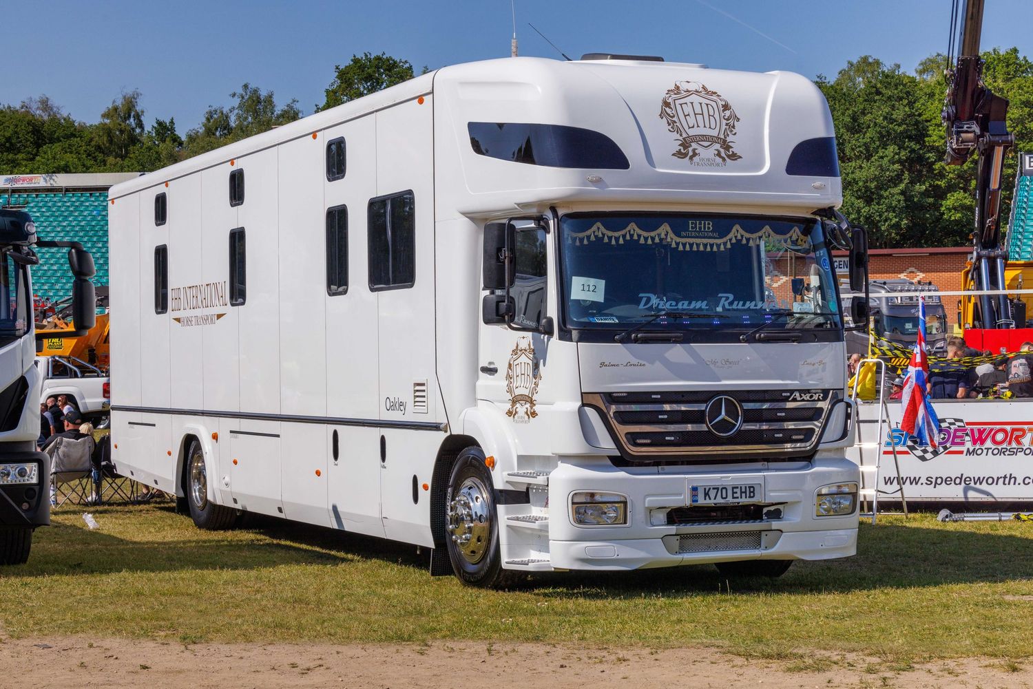 White Mercedes Benz horse box