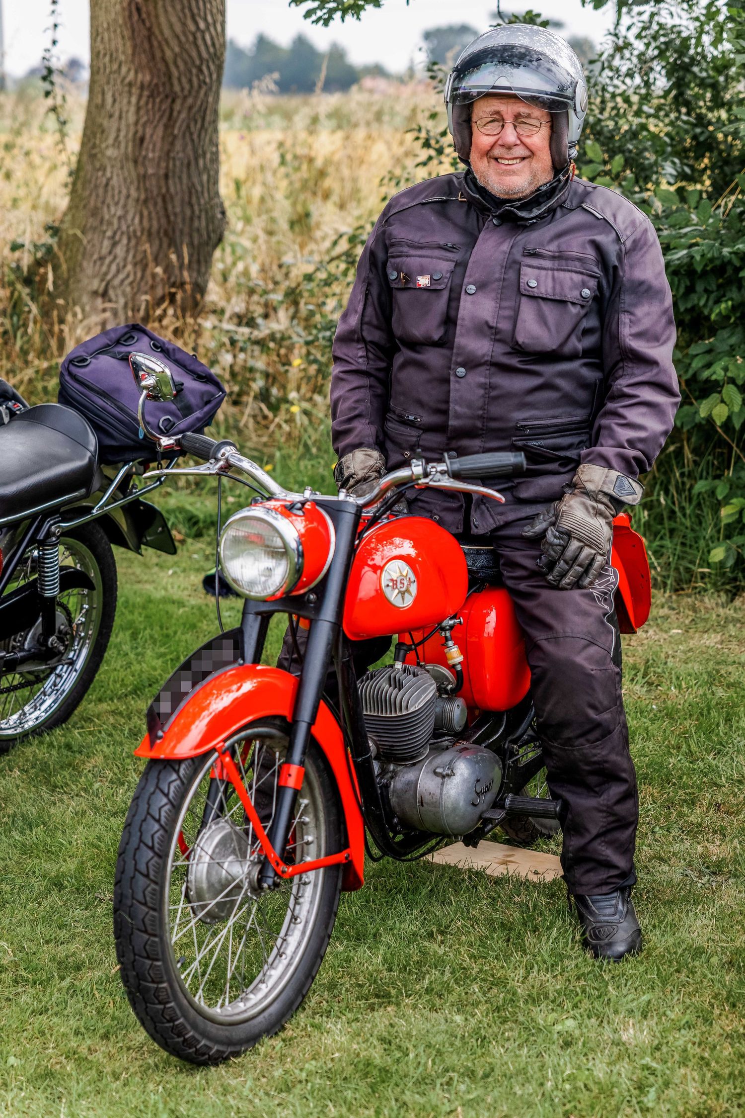 Man on a classic motorcycle