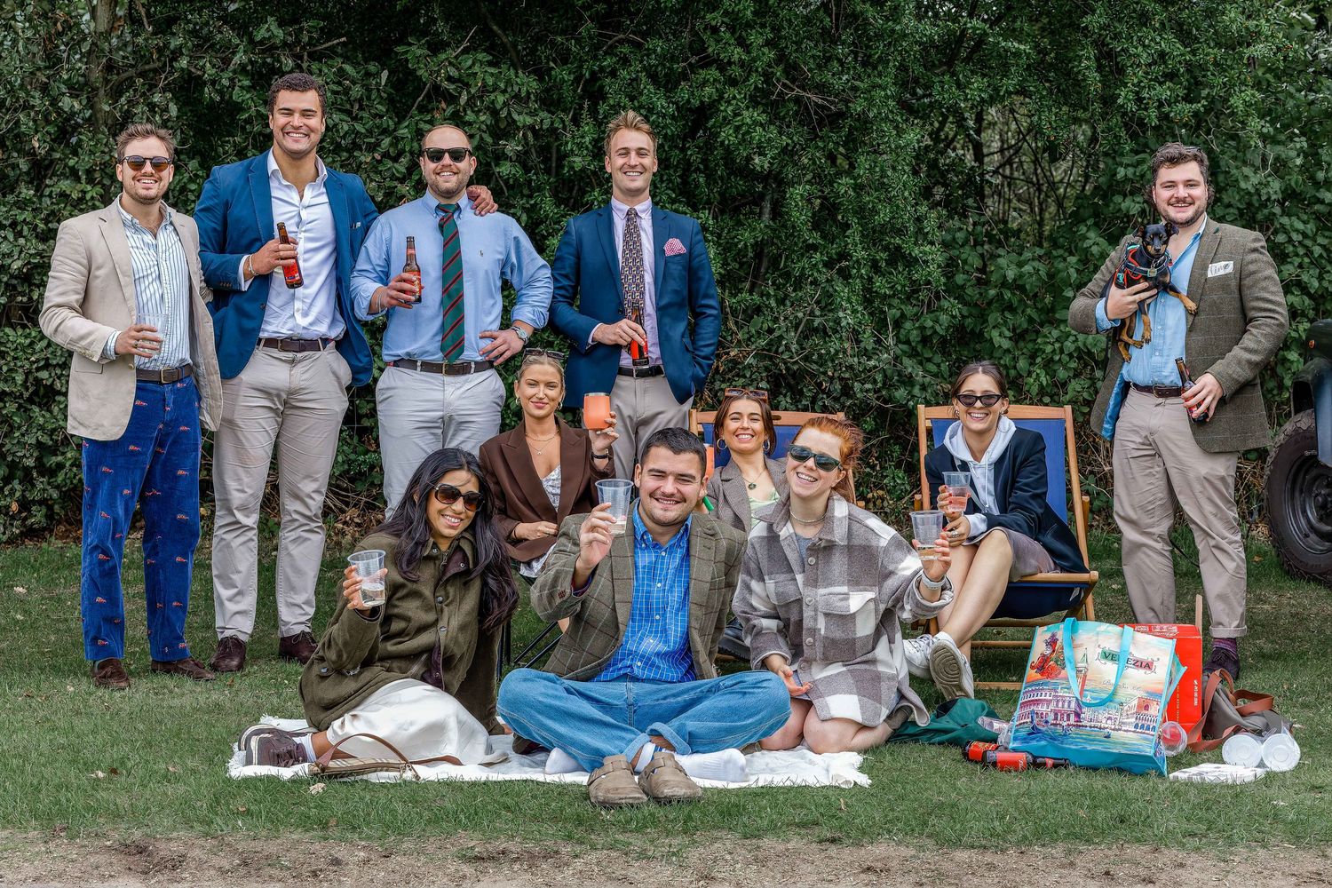 A group portrait of party goers