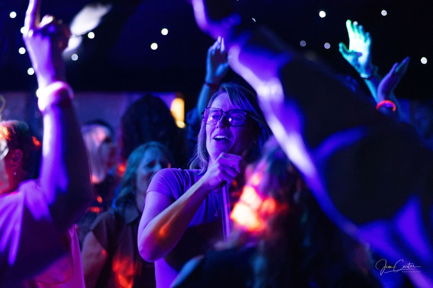 A woman dancing at a party