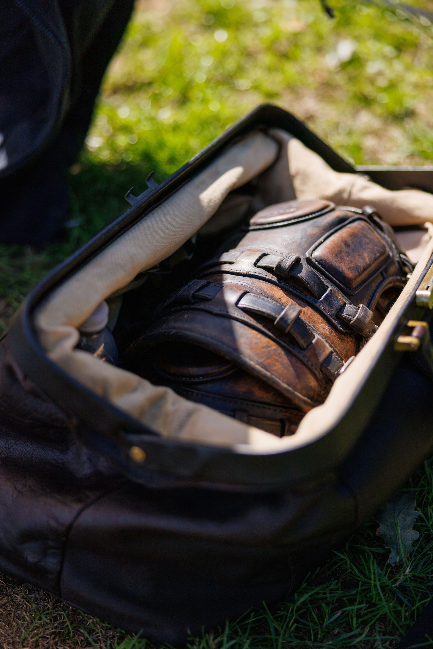 Polo equipment in a leather bag