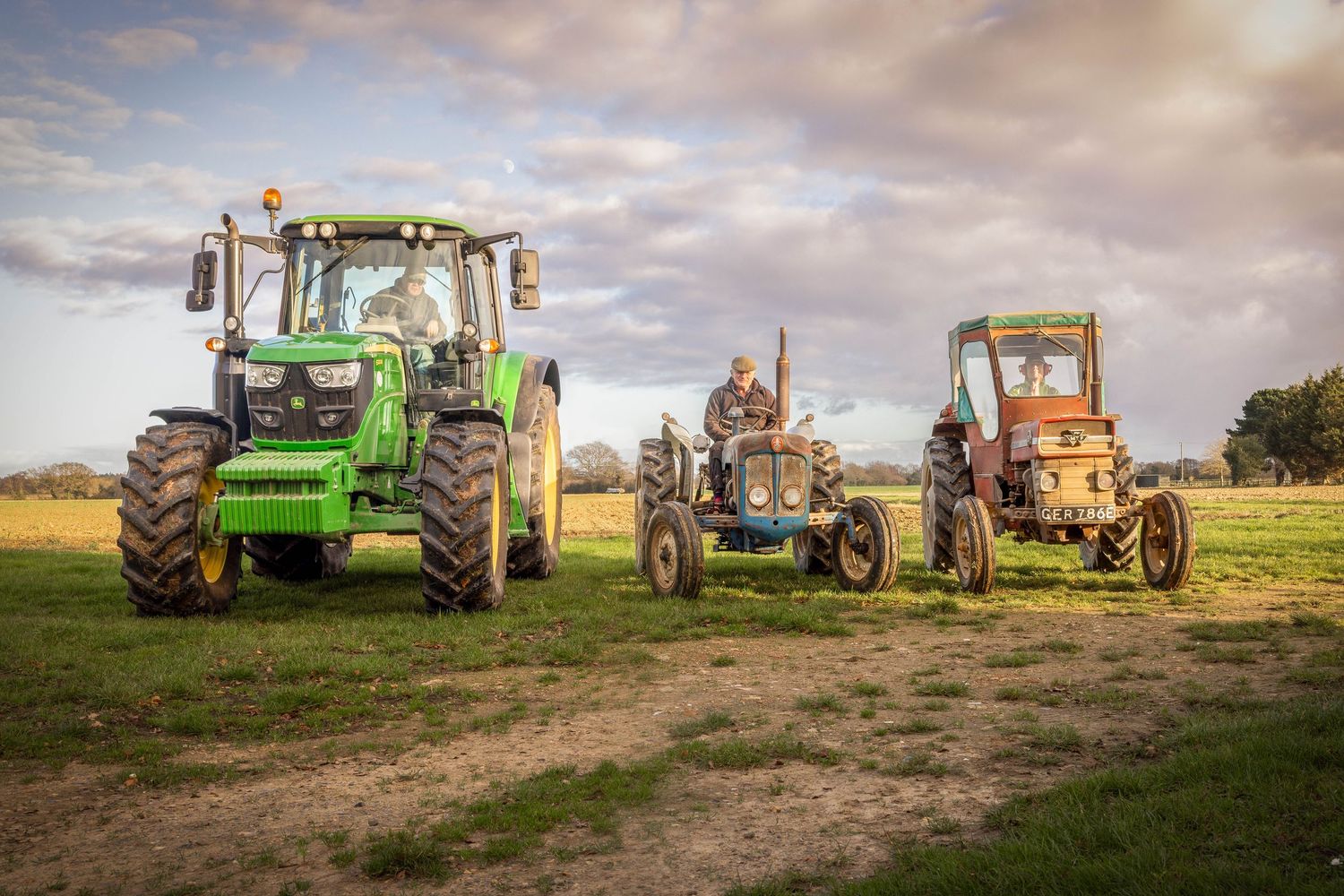 Three tractors