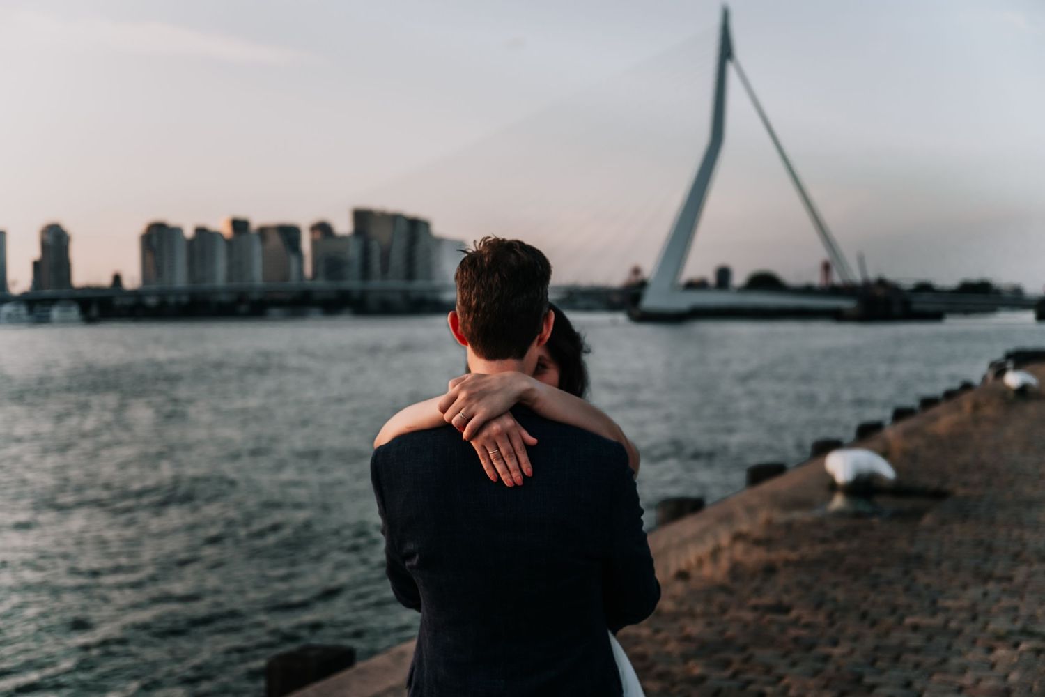 Row of moody cityscape photos showing coastal urban scenes and silhouettes at dusk in earthy tones.