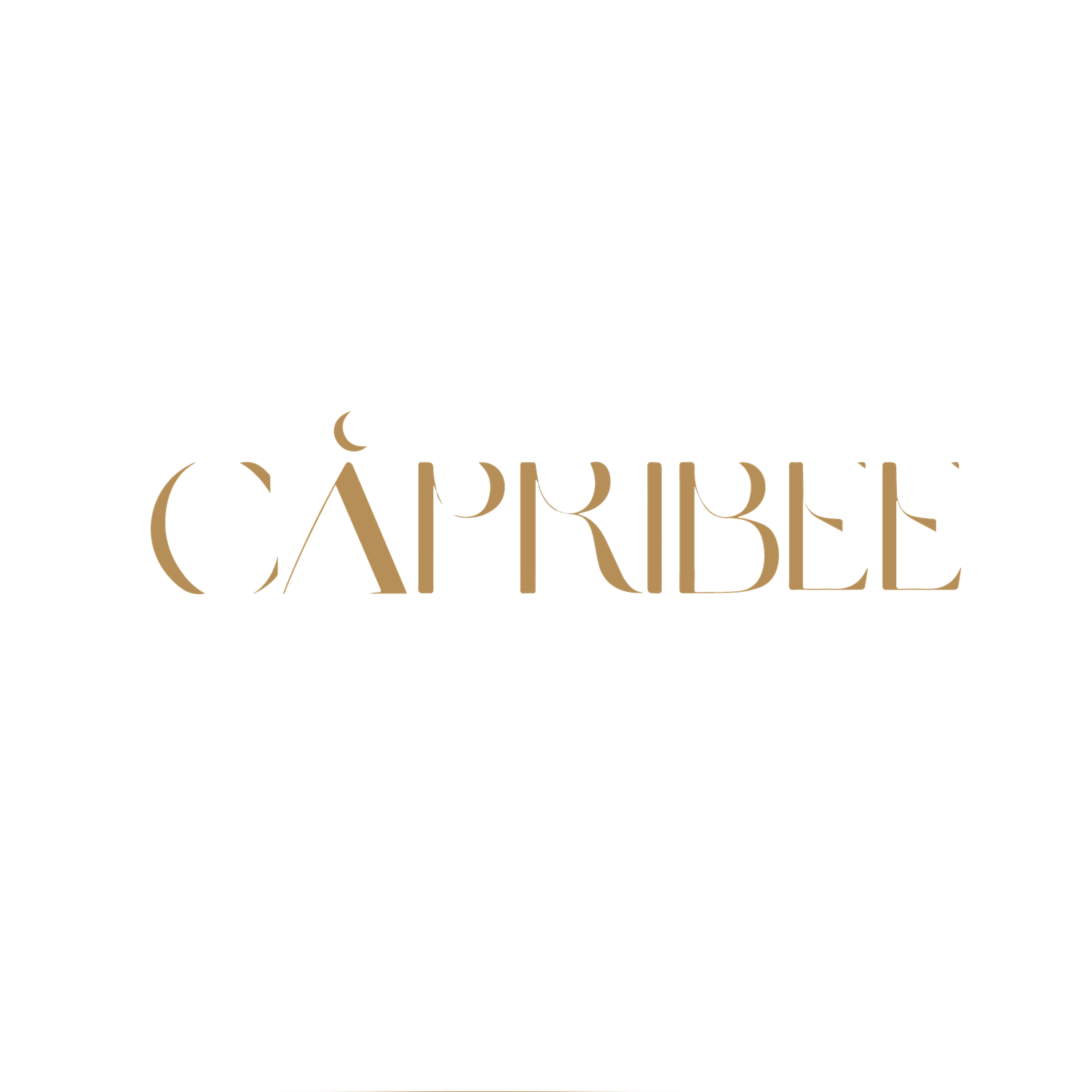 Capribee brand logo in elegant gold serif typography on a white background.