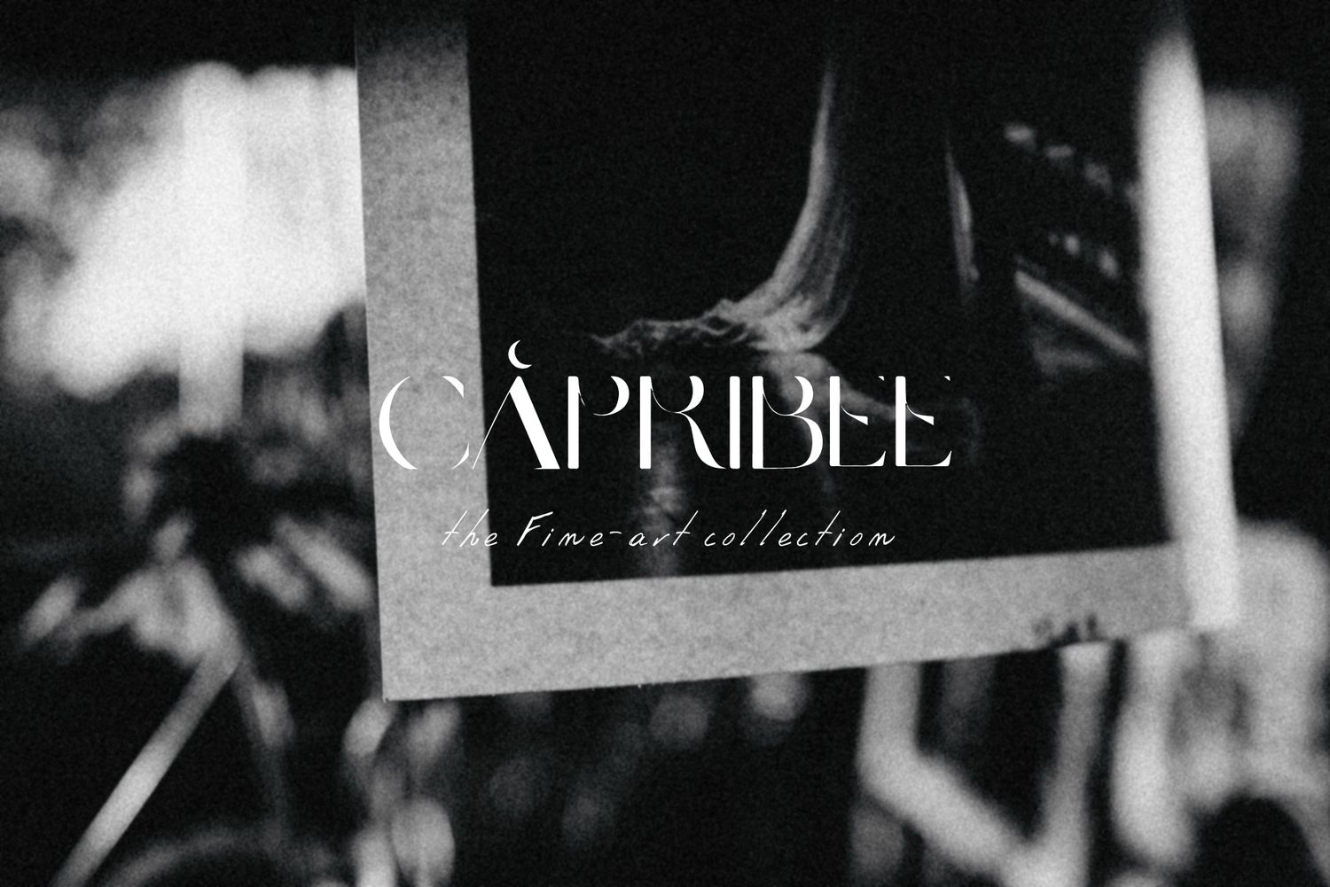 Black and white fine art photo displaying the Capribee fine art collection logo elegantly centered.