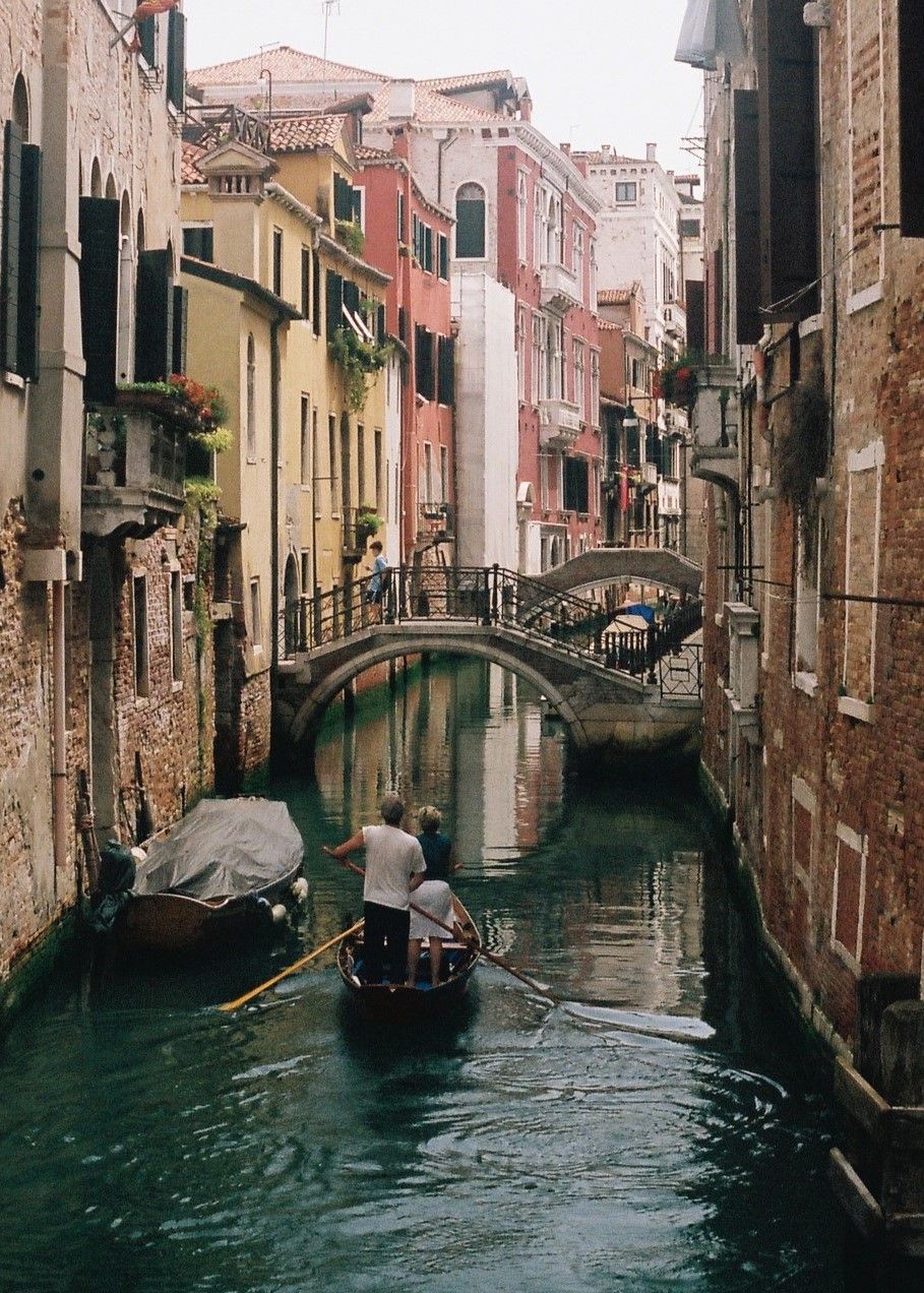 35mm film photograph of a canal scene in Venice, Italy