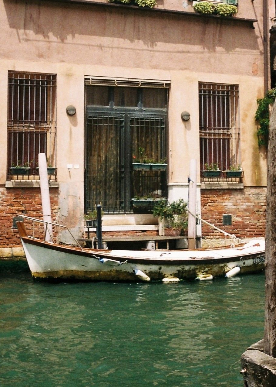 35mm film photograph of a gondola at rest in Venice, Italy