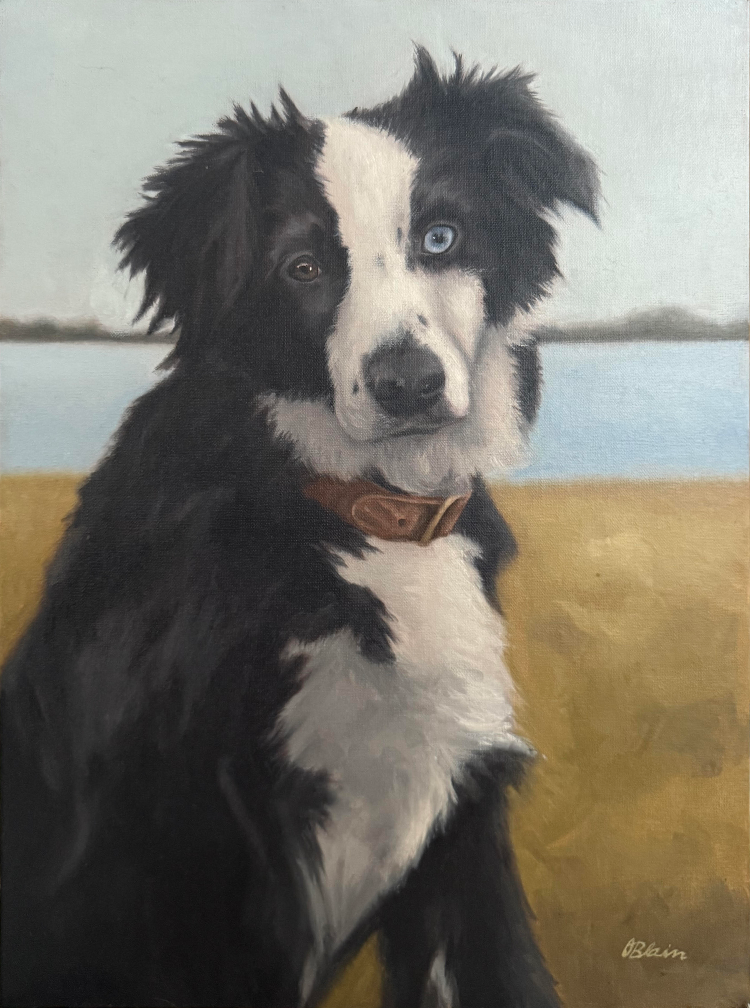 Drayton — commissioned oil portrait of a dog by Olivia Blain