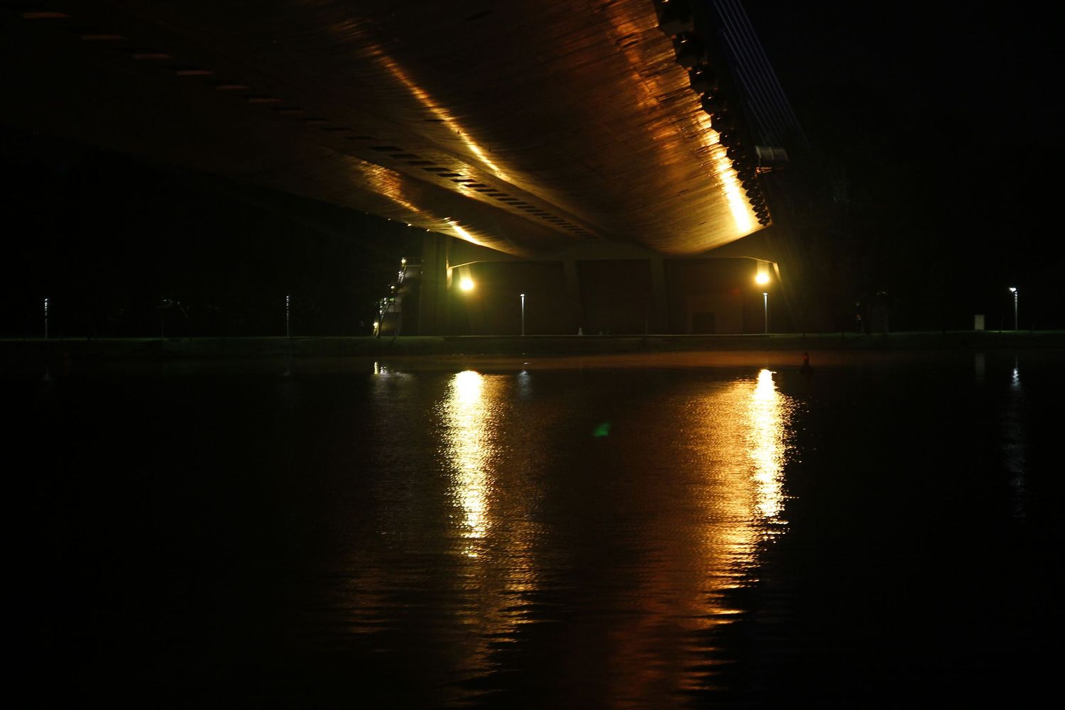 under a bridge with water