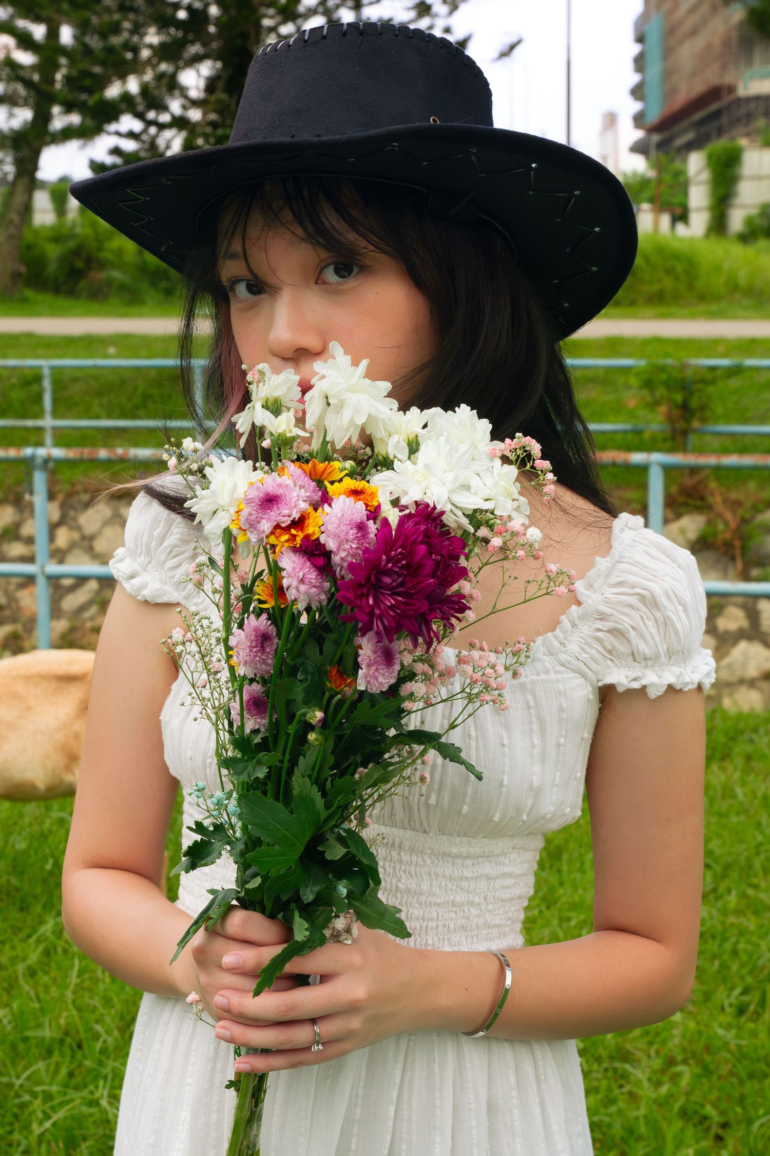 cowgirl with flowers