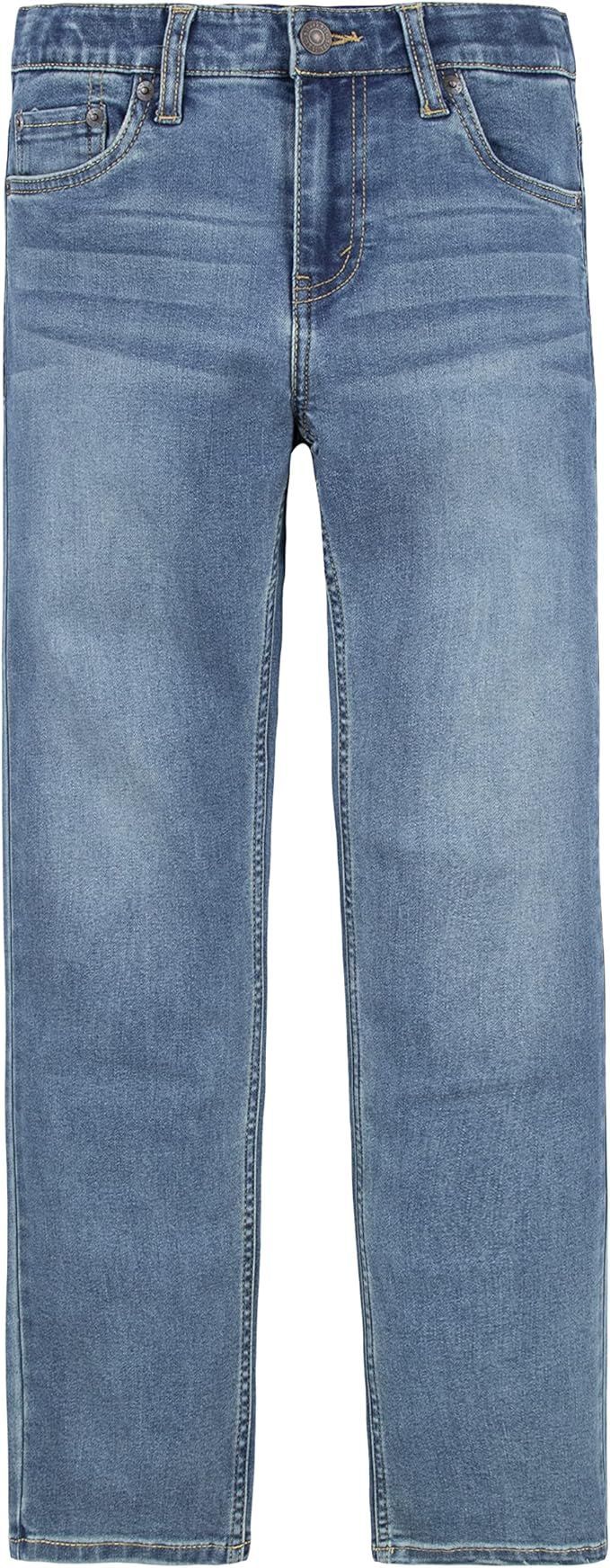 Classic straight-leg blue jeans shown in multiple washes and styles.
