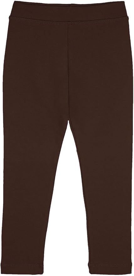 Brown elastic waist casual pants with straight leg design.