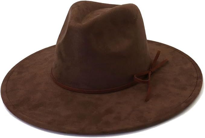 A wide-brimmed brown felt fedora hat with a classic western style design.