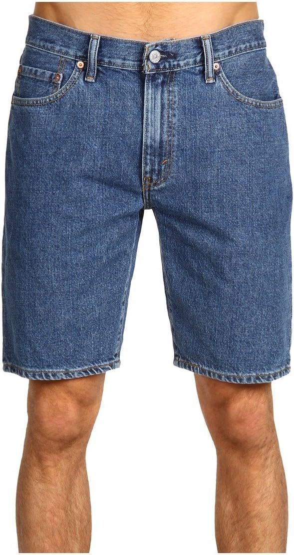 Row of denim jean shorts shown from waist to knee level on white background.