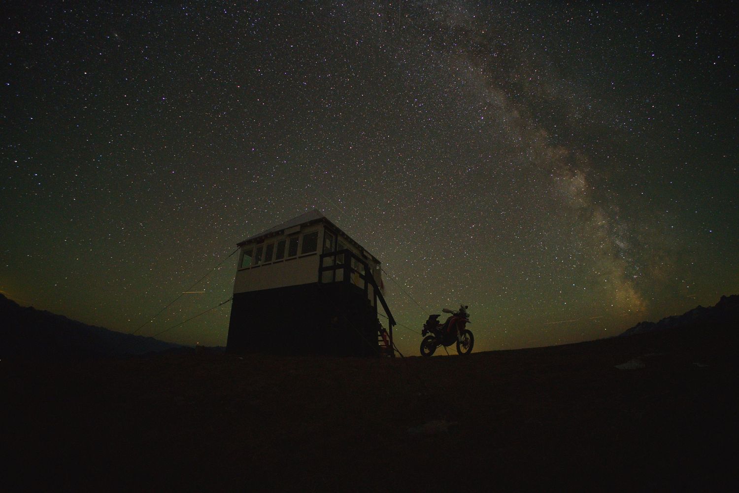 Night adventure photography motorcycle duel sport adventure
