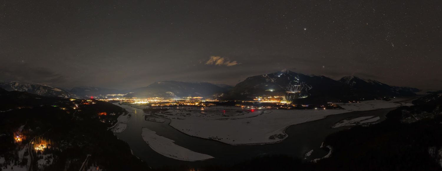 Revelstoke Mountain Resort Winter Night Drone photography Revelstoke videography services, professional video production, cinematic business