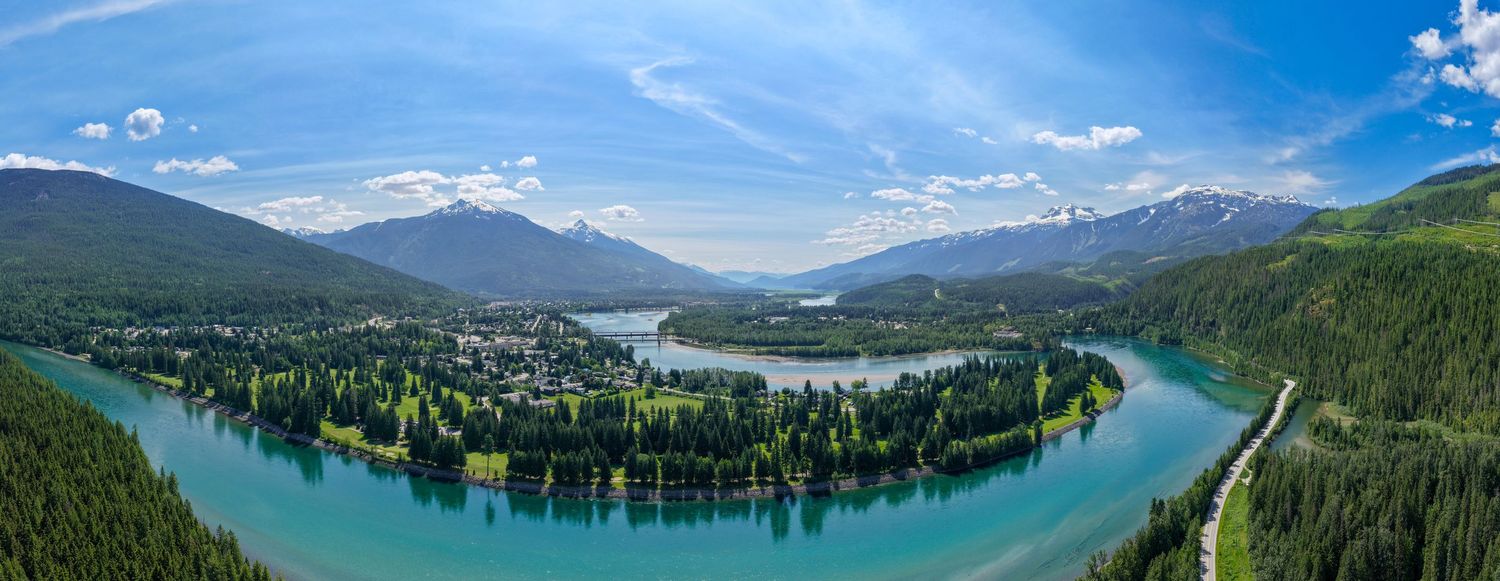 Sunrise drone footage over alpine ridgeline in Western Canada for tourism marketing Revelstoke drone photography, aerial videography Revelst