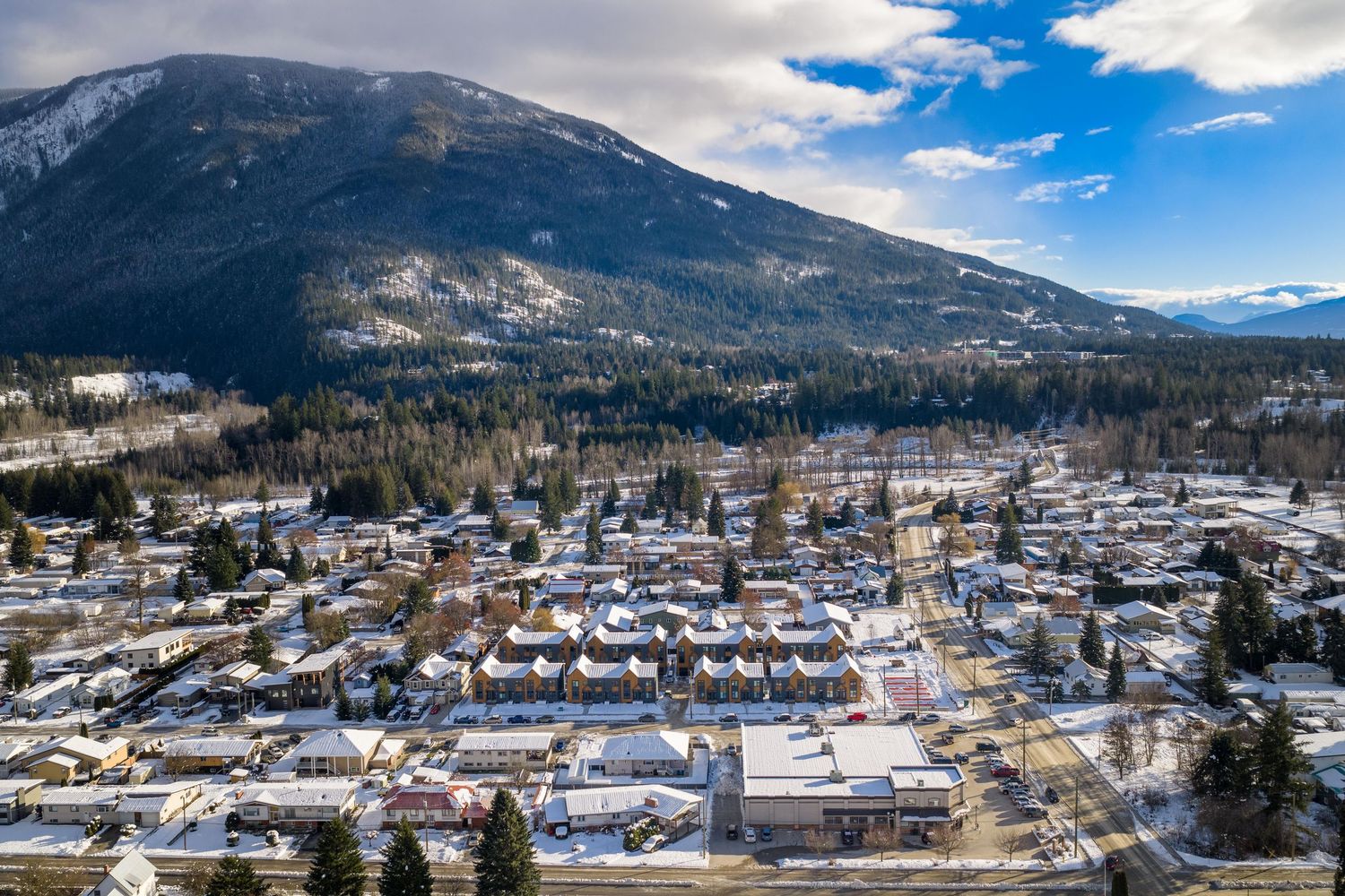 Professional real estate drone footage showcasing mountain views and property layout