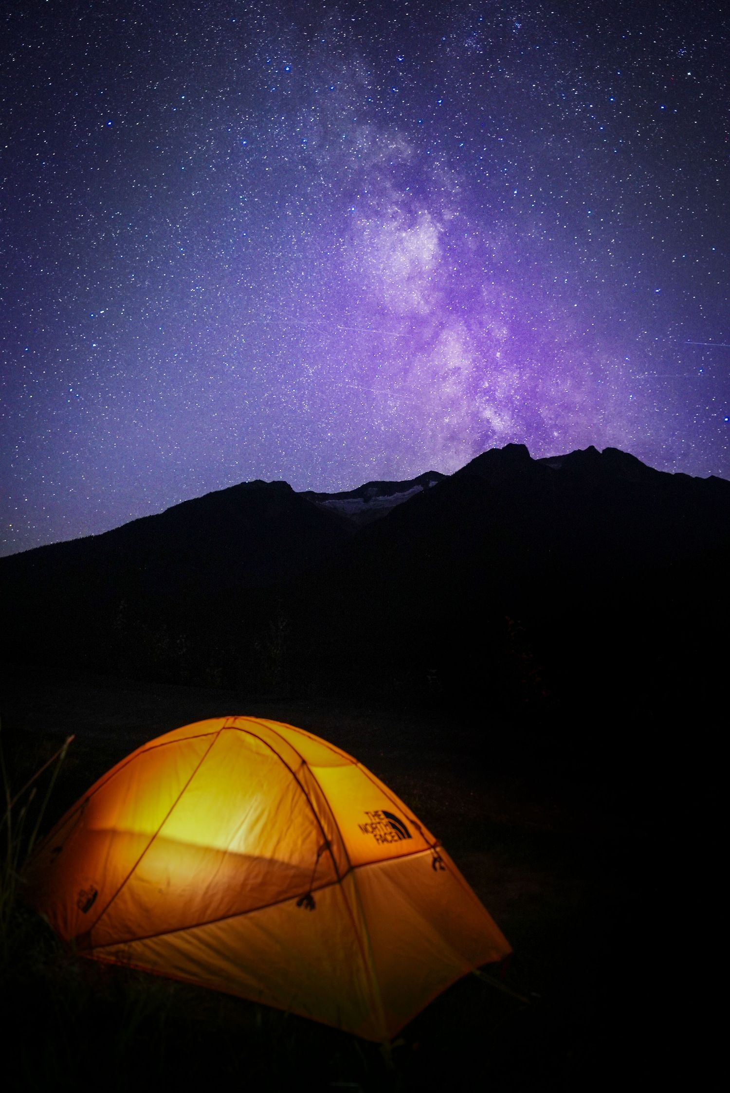 The North Face stormbreak 1 camping tent under the stars in revelstoke