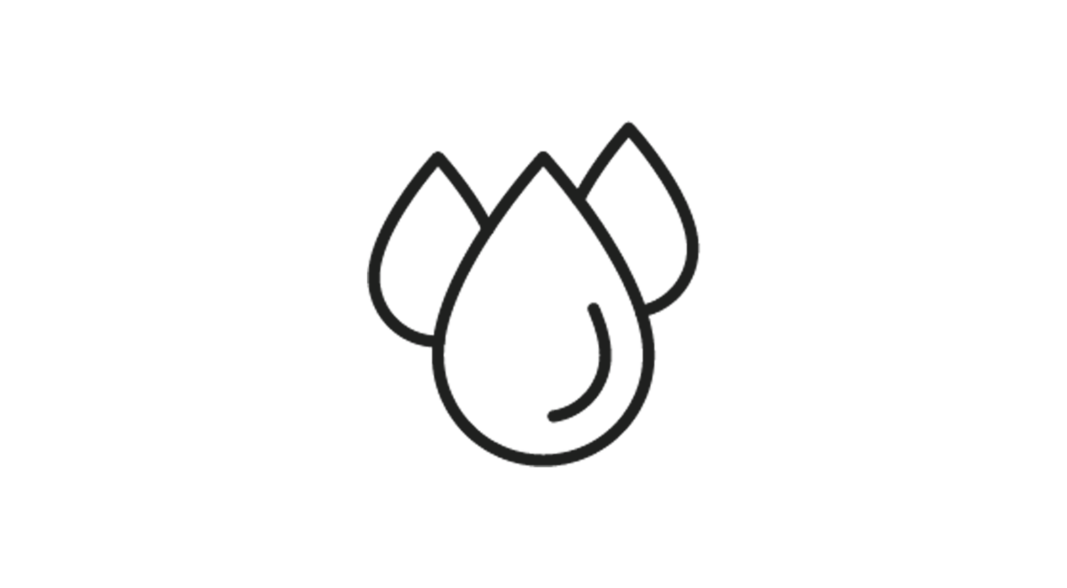 black and white figural line drawing icon of oil droplets