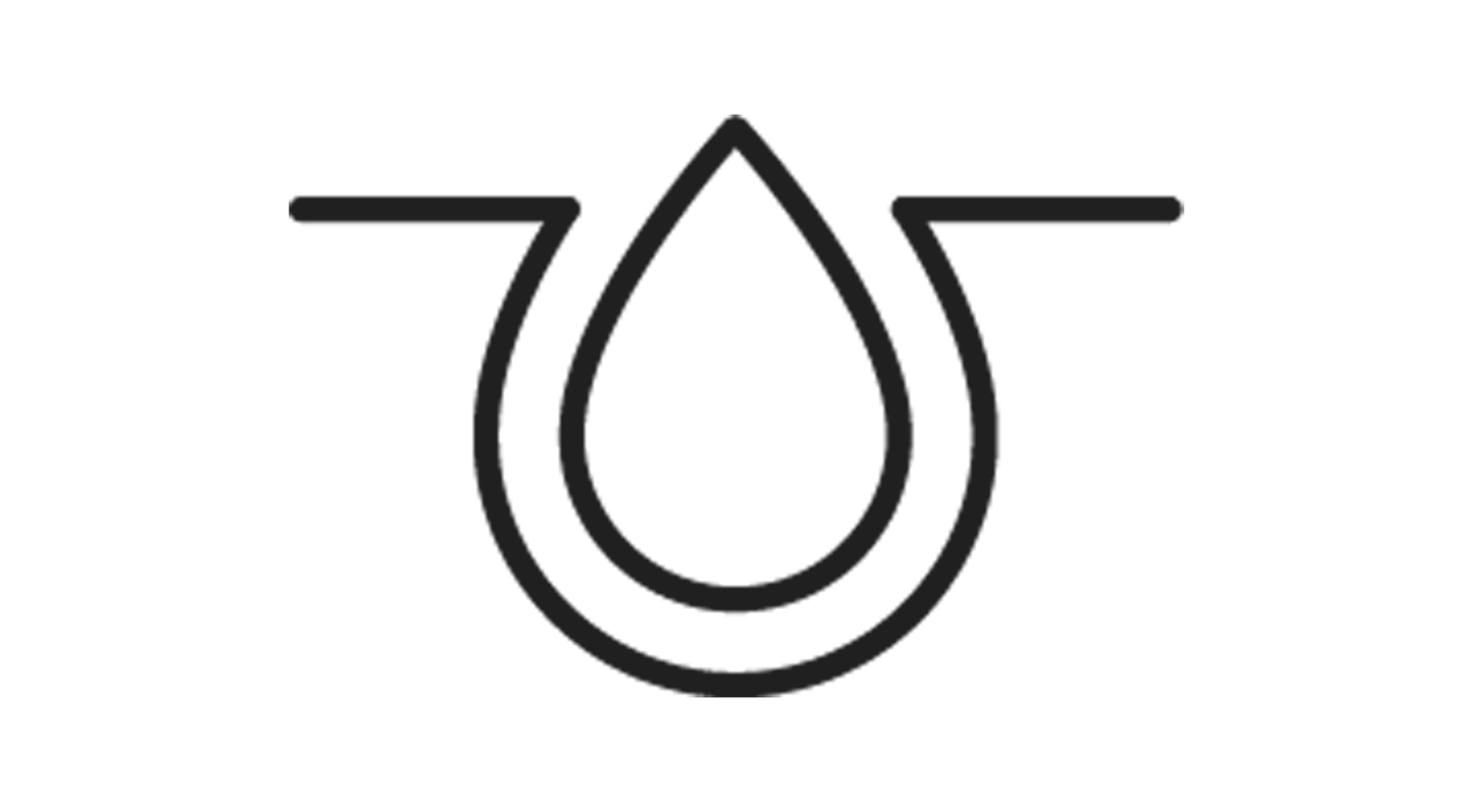 black and white figural line drawing skincare icon showing a cross section of skin with oil forming a breakout