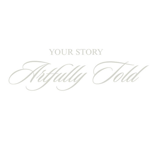Elegant cursive logo reading Your Story Artfully Told in soft gray script on white background.