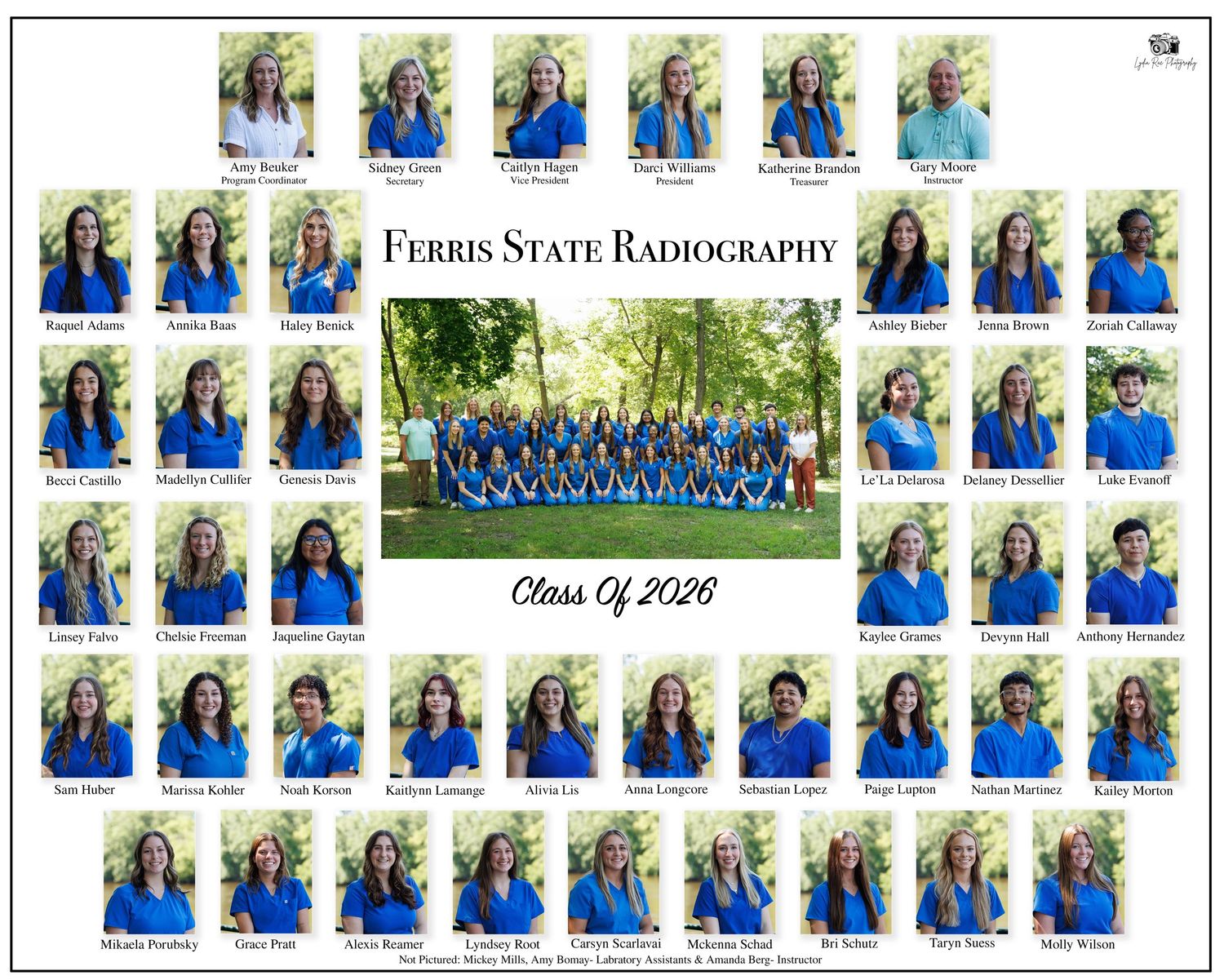 Ferris State Radiography Class of 2026 composite photo featuring students in blue polo shirts.