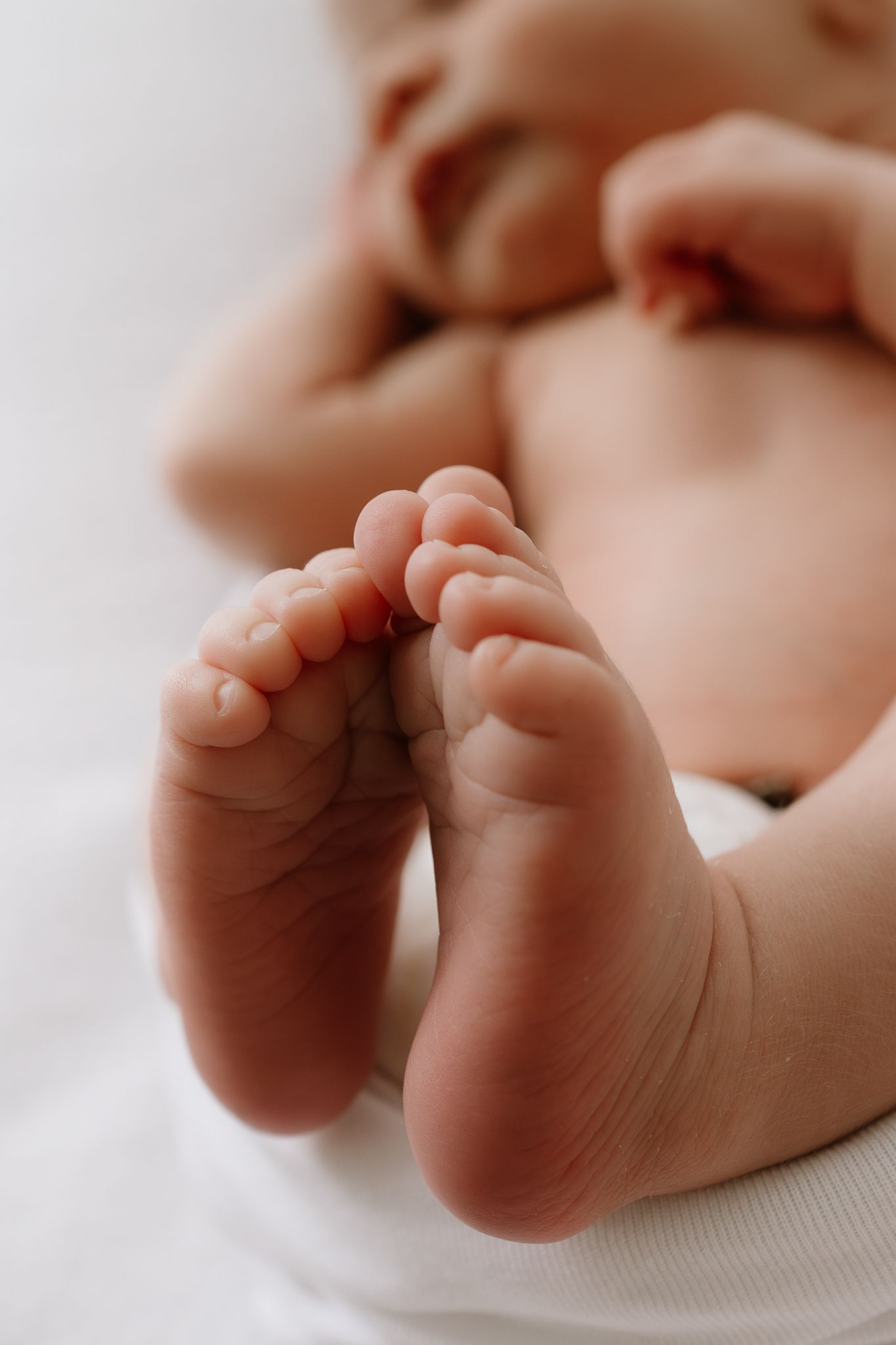 close up of newborn toes