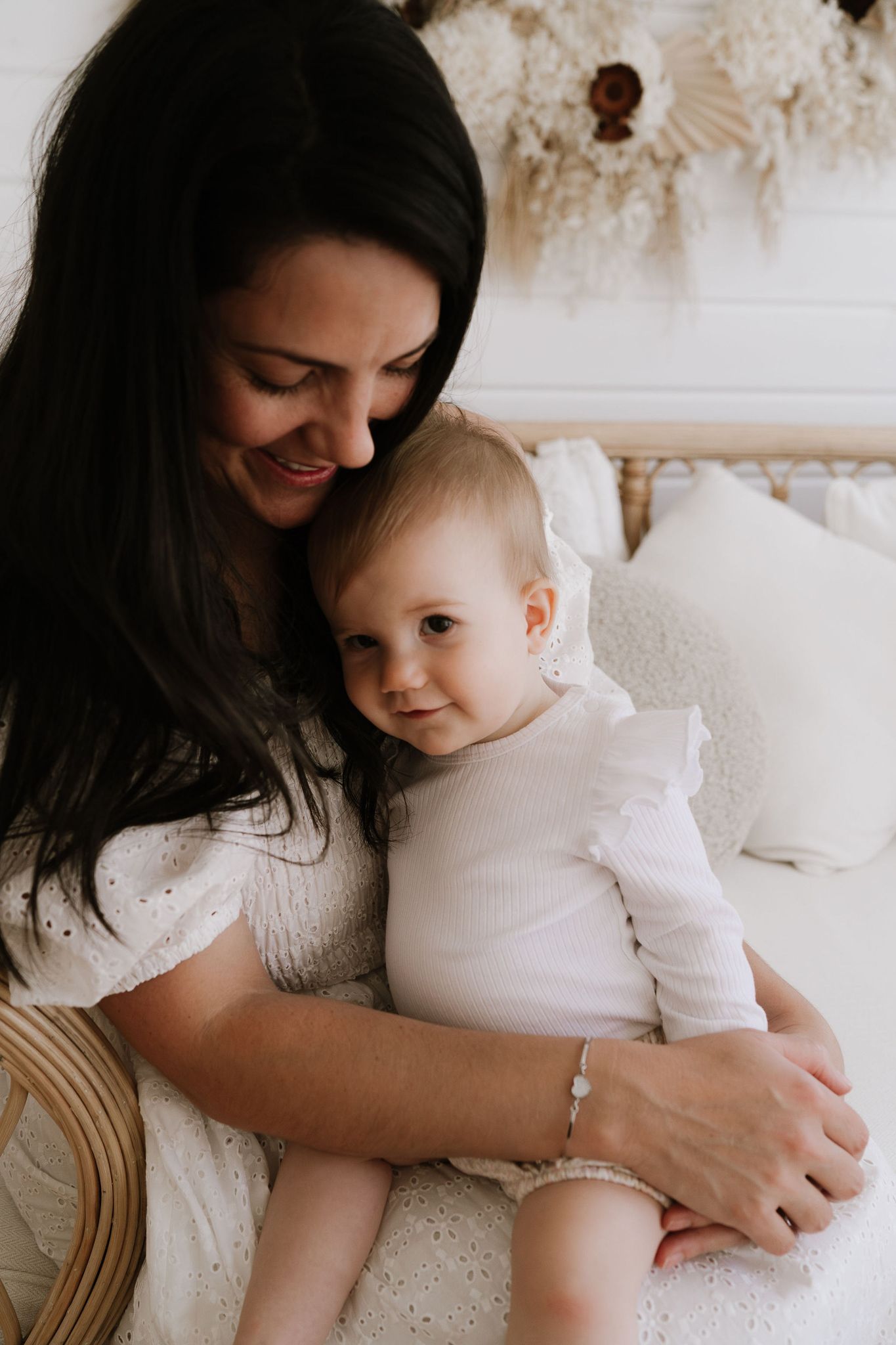 mum and daughter in studio setting