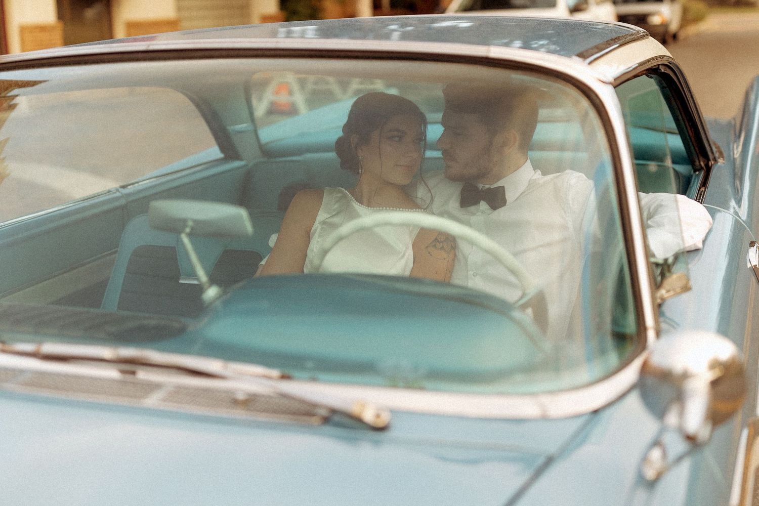 Romantic engagement photoshoot with vintage car in Inverness Florida by Central Florida photographer